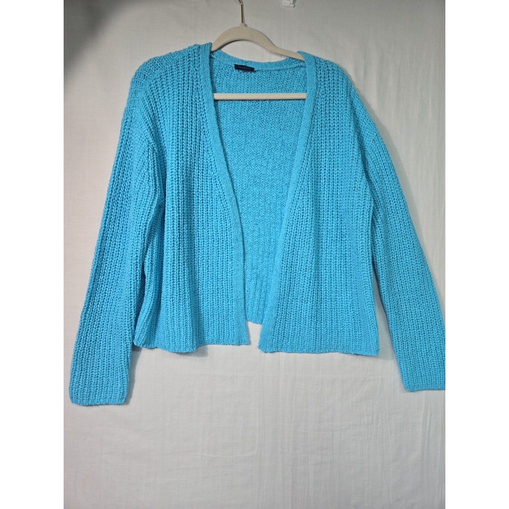 Talbots Open Front Cardigan‎ Teal Women's XL? Crochet Coastal Beach